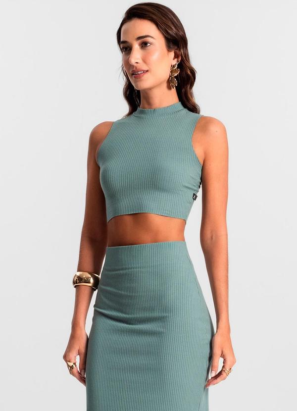 Rovitex - Conjunto Feminino Saia Midi e Cropped Ko Azul 3