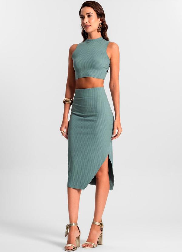 Rovitex - Conjunto Feminino Saia Midi e Cropped Ko Azul 5