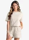 Minty - Conjunto Feminino T-Shirt Box com Shorts Bege - variação: Bege