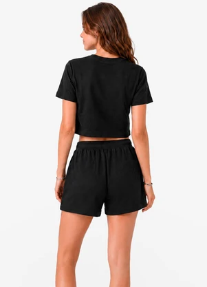 Minty - Conjunto Feminino T-Shirt Box com Shorts Preto - MINTY