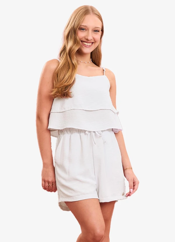 Minty - Conjunto Feminino Top com Shorts Bege