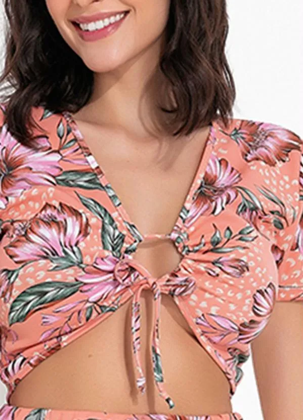 Queima Estoque - ConjuntoFloralCom Decote Ajustável com Amarração 3