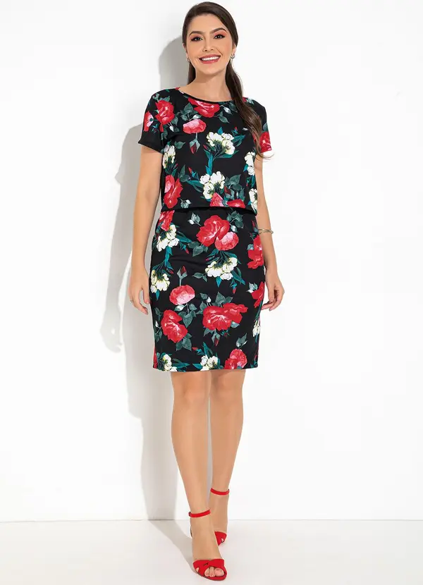 Rosalie - Conjunto Floral Preto em Malha 3