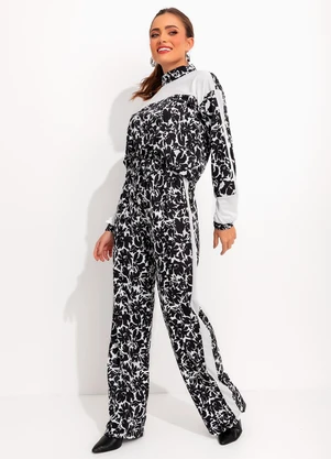 Moda Pop - Conjunto Floral Preto em Malha - MODA POP