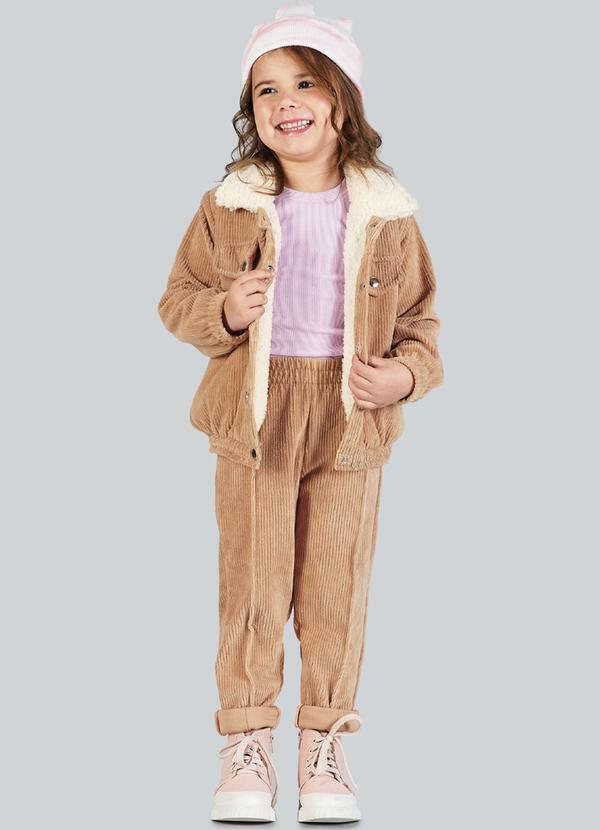 Soft Bonni - Conjunto Infantil Menina Cotelê Bege