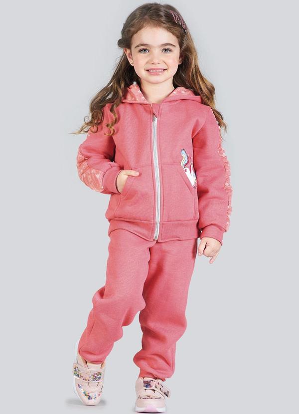 Soft Bonni - Conjunto Infantil Menina Jaqueta Moletom Rosa