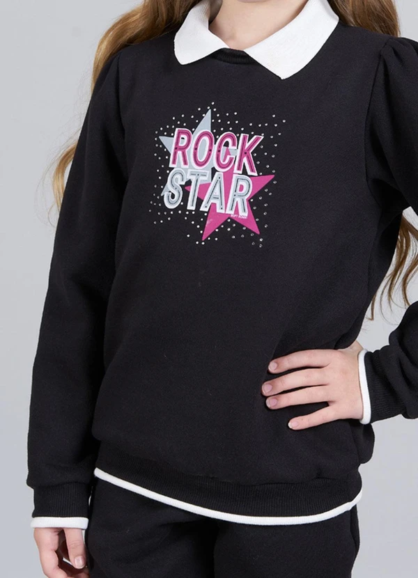 Soft Bonni - Conjunto Infantil Menina Moletom com Gola Preto 2