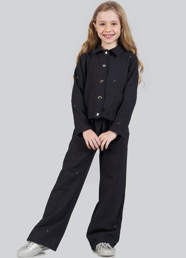 Soft Bonni - Conjunto Infantil Menina Moletom Glitter Preto