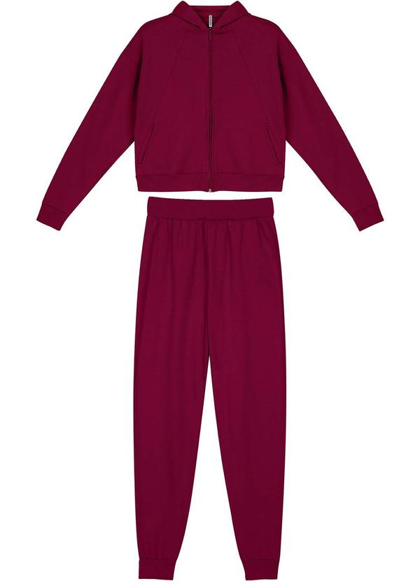 Marialícia - Conjunto Jaqueta e Calça Moletom Vermelho