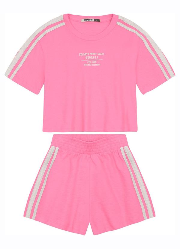 Minty - Conjunto Juvenil Blusa com Shorts Moletinho Rosa 1