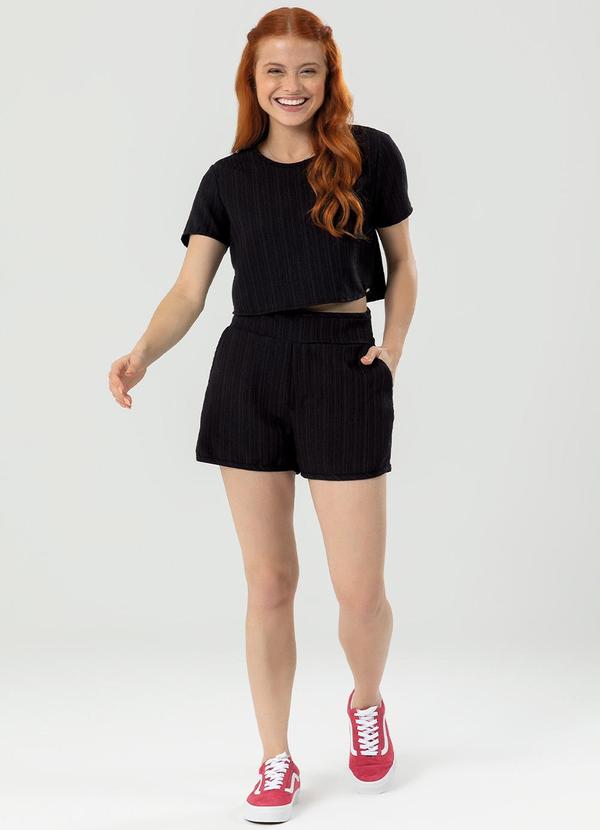 Bjoe - Conjunto Juvenil Estilo Cropped Preto