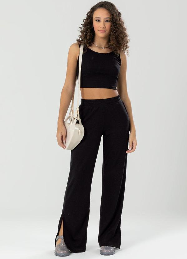 Bjoe - Conjunto Juvenil Estiloso em Canelado Preto