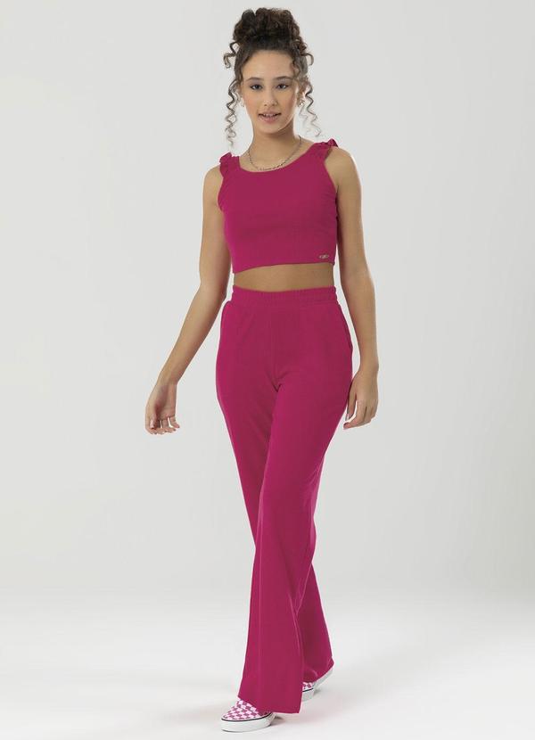 Bjoe - Conjunto Juvenil Estiloso em Canelado Rosa