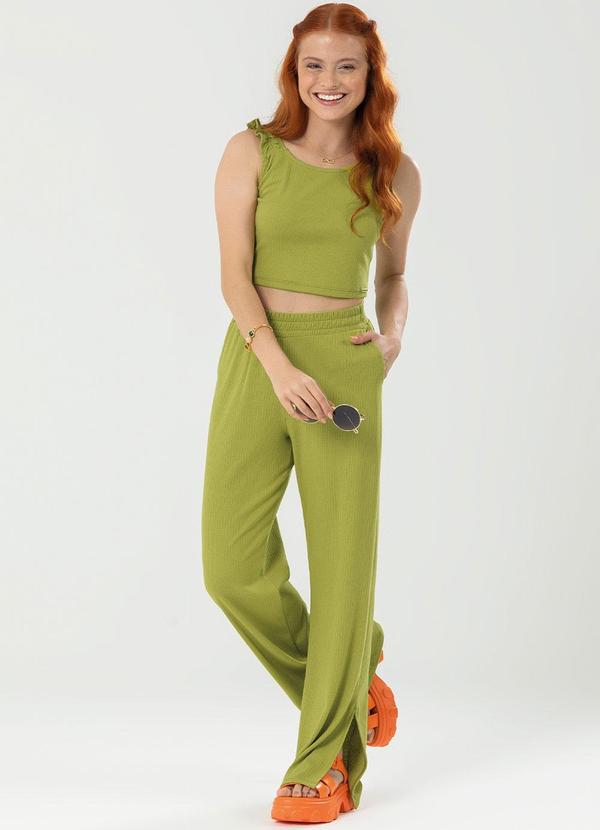 Bjoe - Conjunto Juvenil Estiloso em Canelado Verde