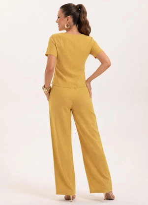 Cativa - Conjunto Leve Texturizado Amarelo Mostarda - CATIVA