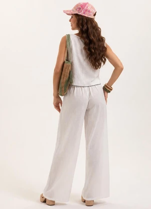 Cativa - Conjunto Leve Texturizado com Bordado Off-White - CATIVA