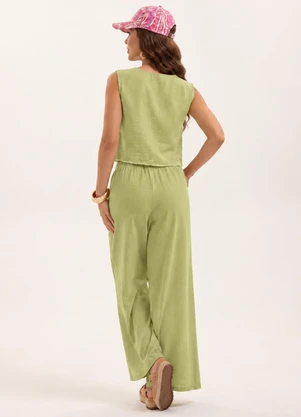 Cativa - Conjunto Leve Texturizado com Bordado Verde - CATIVA