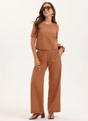 Cativa - Conjunto Leve Texturizado Marrom - CATIVA