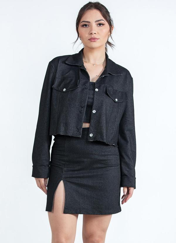Misiss - Conjunto Lia Jaqueta Top Saia Preto