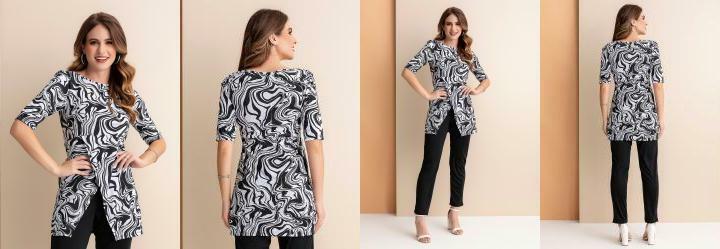 Conjunto Lquida Preto e Branco em Malha