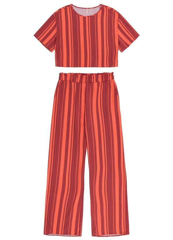 Cativa - Conjunto Listrado Feminino Adulto Marrom