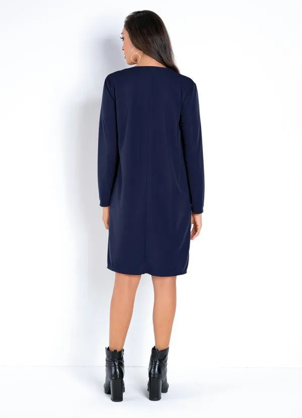 Moda Pop - Conjunto Marinho e Carame com Vestido e Cardigan 5