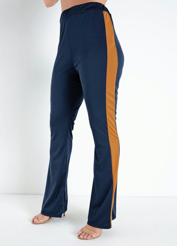 Moda Pop - Conjunto Marinho e Caramelo com Blusa e Calça 3