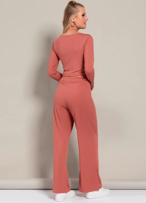 Moda Pop - Conjunto Marrom Claro em Canelado - MODA POP