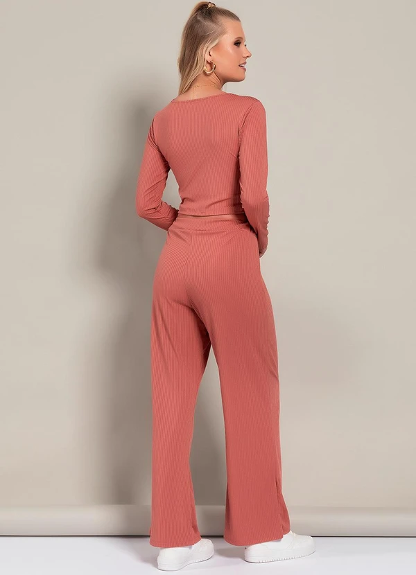 Moda Pop - Conjunto Marrom Claro em Canelado 2