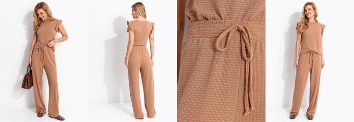 Conjunto Marrom em Malha Texturizada
