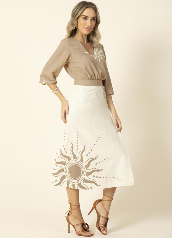 Gris - Conjunto Midi com Estampa Rotativa Bege