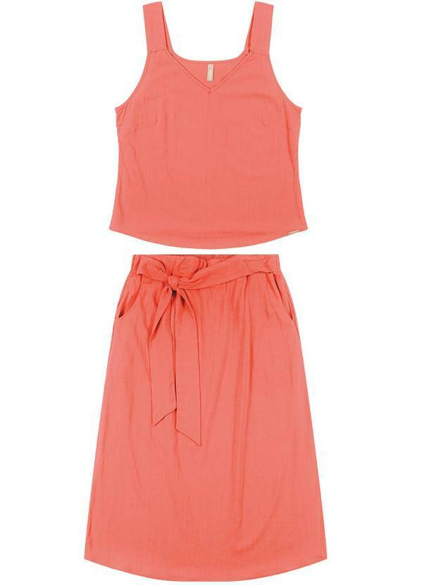 Cativa - Conjunto Midi em Tecido Dinastia Laranja