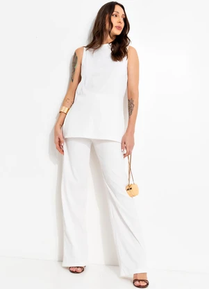 Bimini - Conjunto Off White em Malha Canelada Texturizada - BIMINI