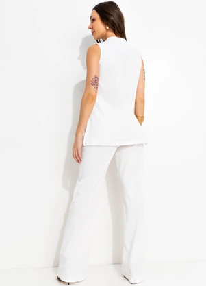 Bimini - Conjunto Off White em Malha Canelada Texturizada - BIMINI