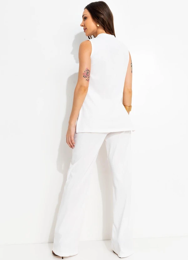 Bimini - Conjunto Off White em Malha Canelada Texturizada 2