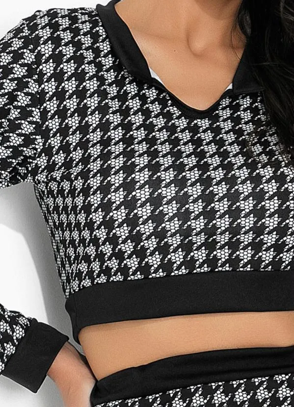 Moda Pop - Conjunto Pied de Poule com Cropped e Saia 3