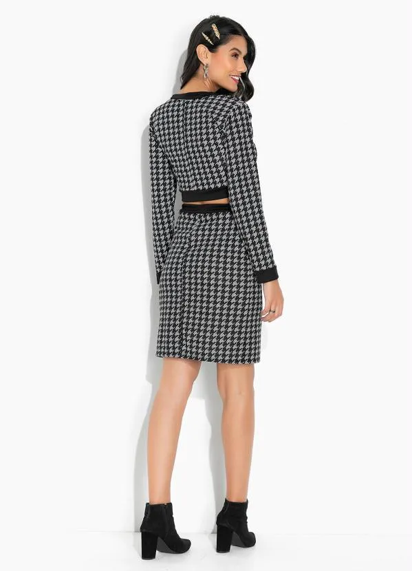 Moda Pop - Conjunto Pied de Poule com Cropped e Saia 5