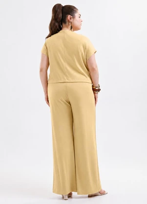 Cativa Plus Size - Conjunto Plus Size Canelado com Linho e Elastano  - CATIVA PLUS SIZE