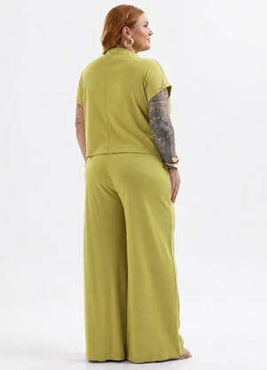 Cativa Plus Size - Conjunto Plus Size Canelado com Linho e Elastano  - CATIVA PLUS SIZE