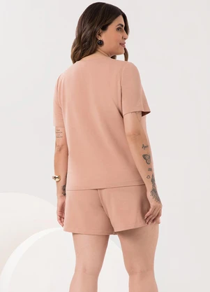 Lunender Mais Mulher - Conjunto Plus Size com Shorts e Blusa D Bege - LUNENDER MAIS MULHER