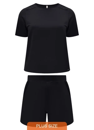 Lunender Mais Mulher - Conjunto Plus Size com Shorts e Blusa D Preto - LUNENDER MAIS MULHER
