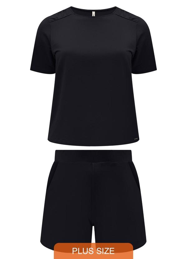 Lunender Mais Mulher - Conjunto Plus Size com Shorts e Blusa D Preto