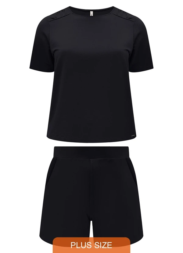 Lunender Mais Mulher - Conjunto Plus Size com Shorts e Blusa D Preto