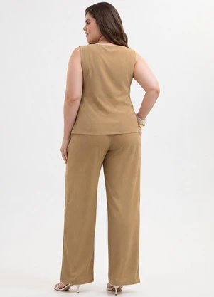 Cativa Plus Size - Conjunto Plus Size em Viscose com Elastano Marrom - CATIVA PLUS SIZE