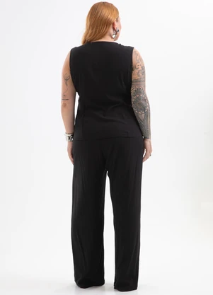 Cativa Mais - Conjunto Plus Size em Viscose com Elastano Preto - CATIVA MAIS