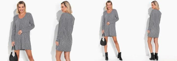 Conjunto Po Preto com Vestido e Casaco