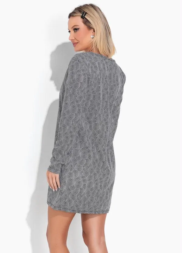 Moda Pop - Conjunto Poá Preto com Vestido e Casaco 2