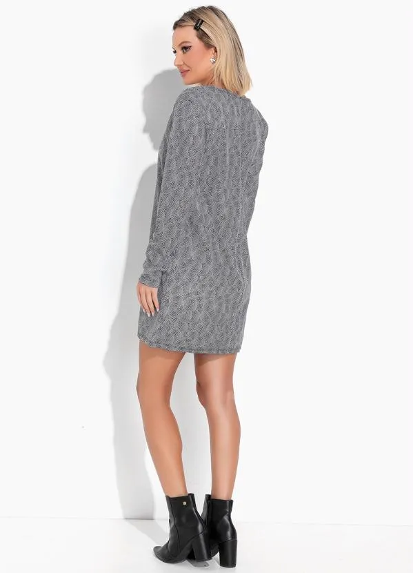 Moda Pop - Conjunto Poá Preto com Vestido e Casaco 4