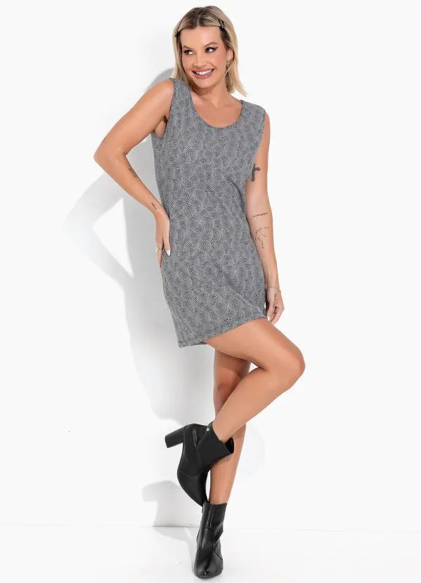 Moda Pop - Conjunto Poá Preto com Vestido e Casaco 5