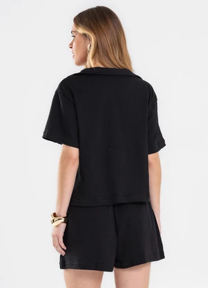 Rovitex - Conjunto Polo com Shorts Feminino Preto - ROVITEX